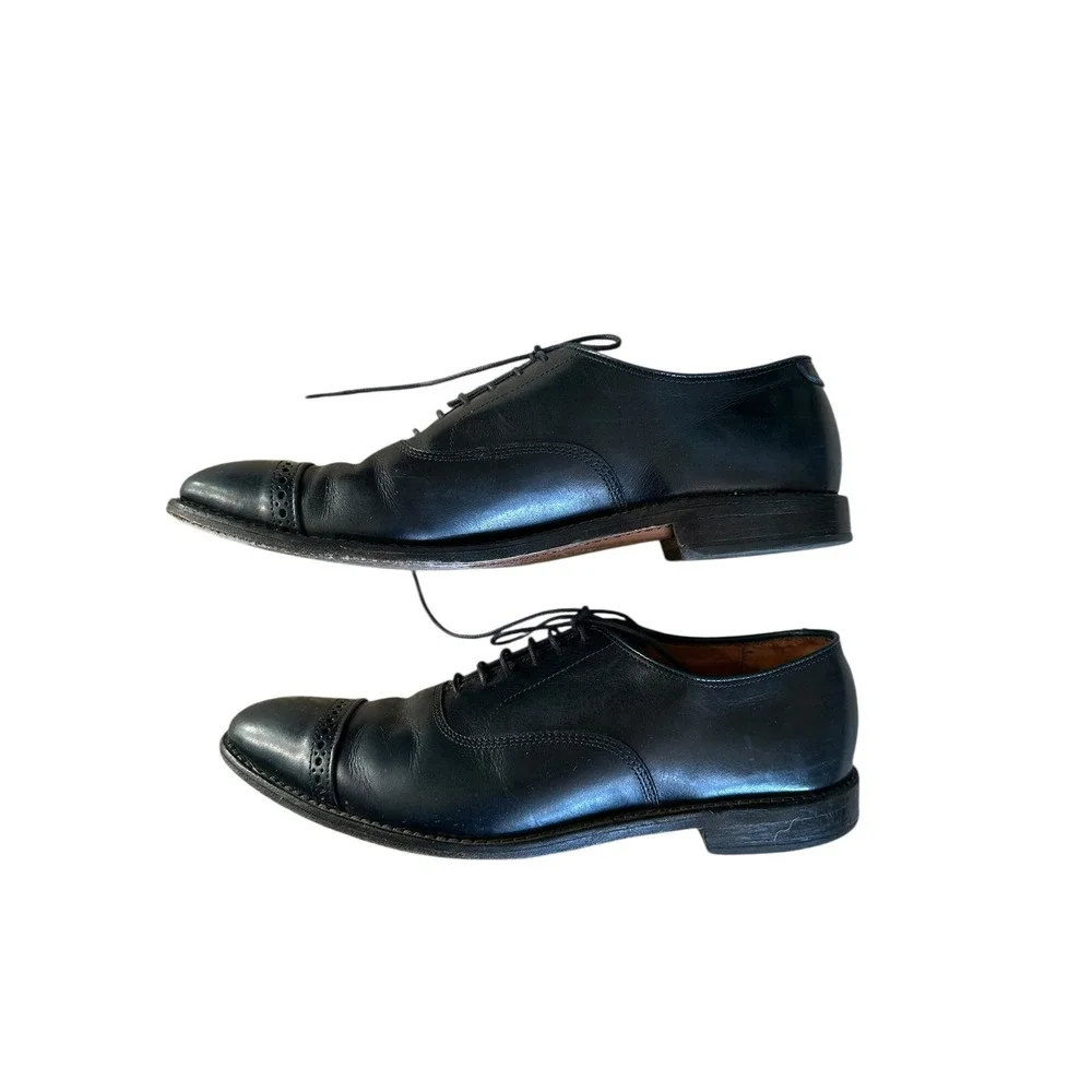 Allen Edmonds Fifth Avenue Cap Toe‎ Oxford Dress Shoes Men 10.5 A  Navy Leather